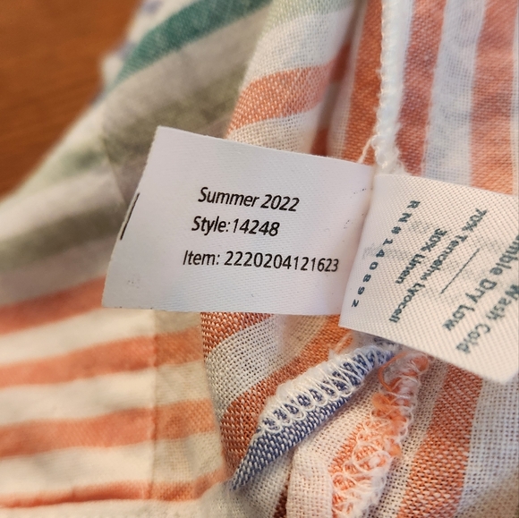 Marine Layer Bali Striped Linen Blend Short Sleeve Top Medium - Picture 8 of 8